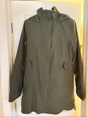 The North Face Olive Green Hooded Trench Coat